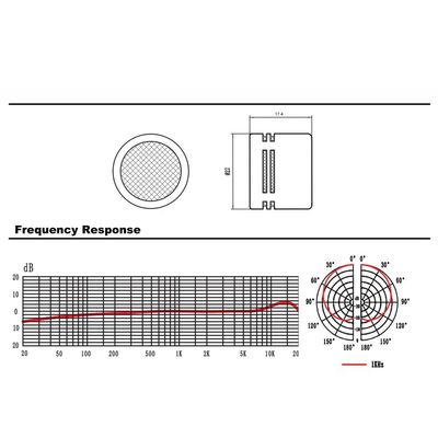 22mm Condenser Microphone Electret Mic Capsule 6um Mylar Gold-plated Diaphragm Replacement